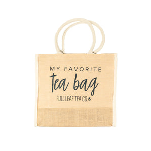 A "My Favorite Tea Bag" Tote Bag by Full Leaf Tea Company.
