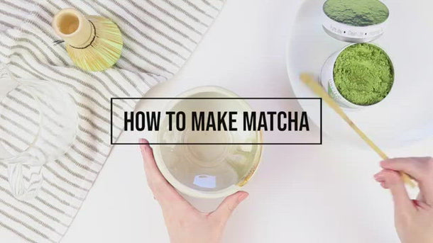 Video showing how to whisk matcha with a matcha whisk. 